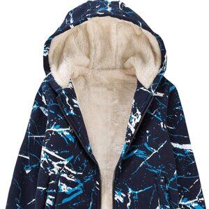 Sz 10-12 Kids Boy Girl Sherpa Fleece Lined Full Zip Jacket Sweatshirt Hoodie